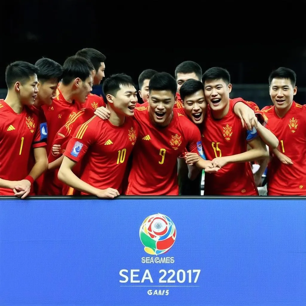 Hình ảnh đội tuyển bóng đá nam Việt Nam chiến thắng tại SEA Games 2017