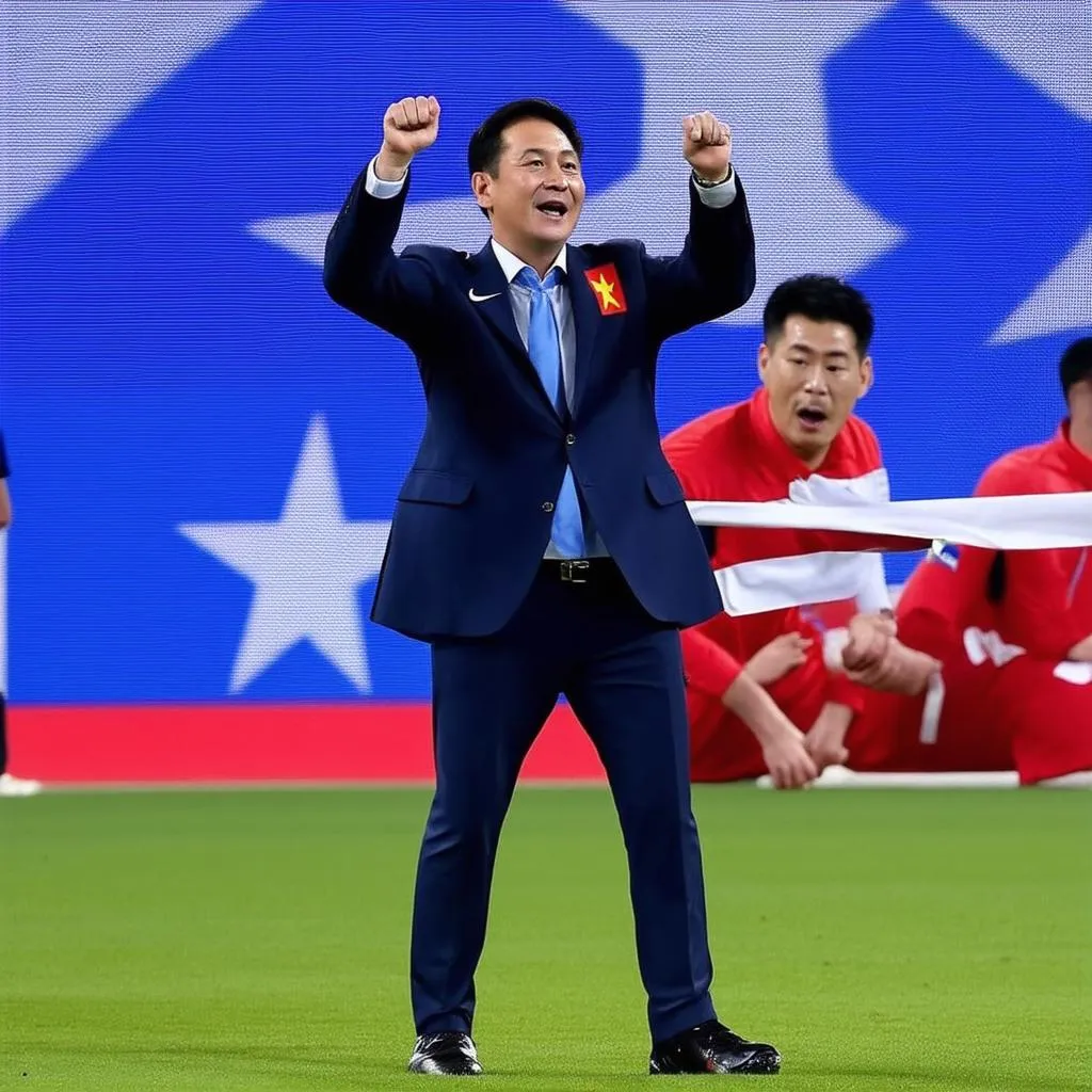 park hang seo celebrating vietnam win