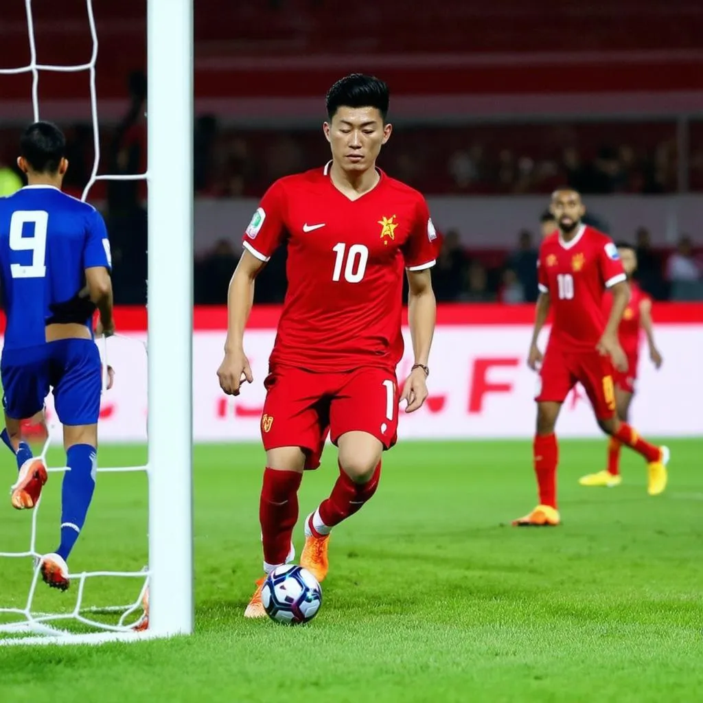 Cầu thủ Việt Nam thi đấu đầy nhiệt huyết tại AFF Cup 2022