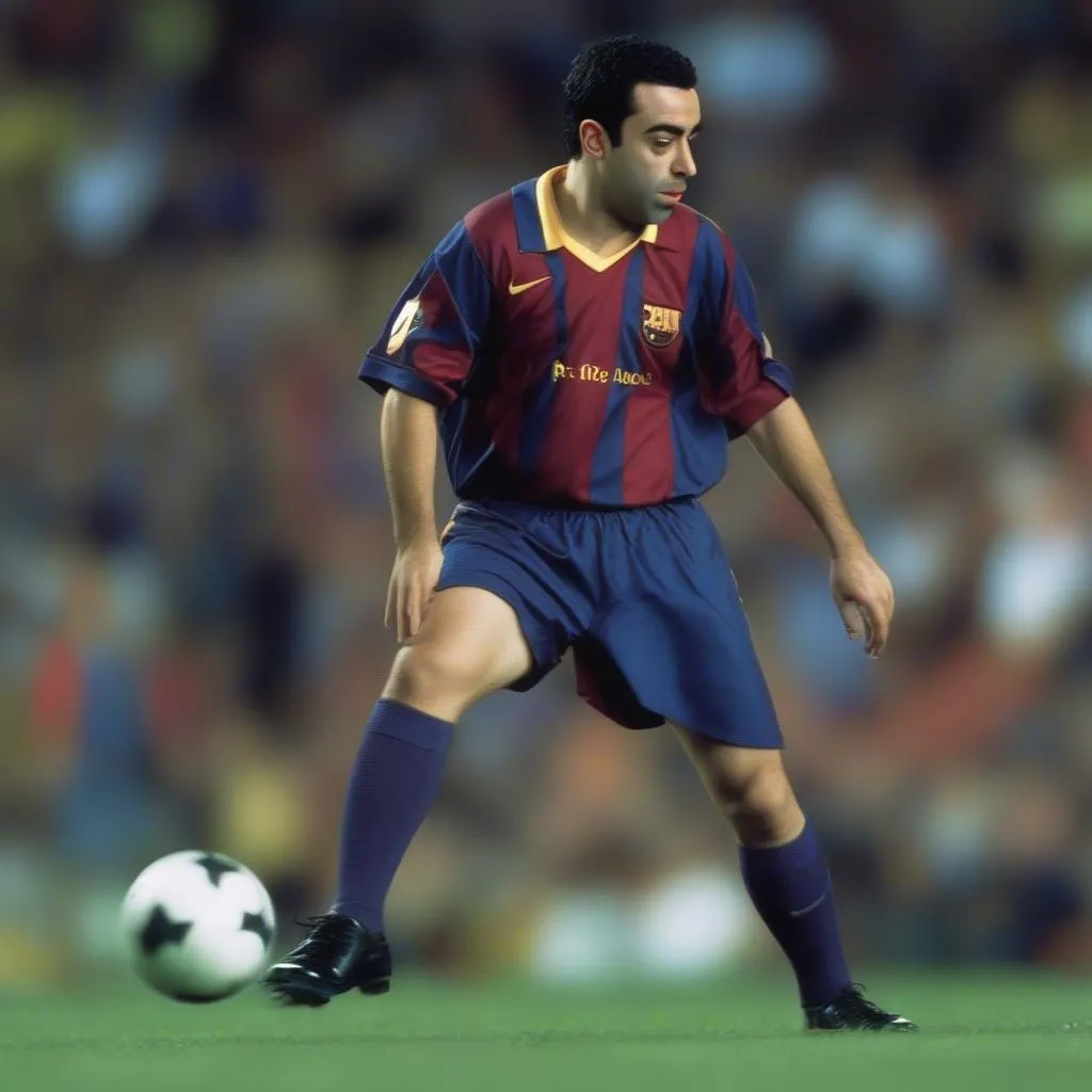 Xavi Hernandez mặc áo đấu Barcelona 2001