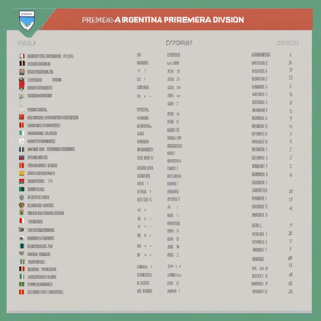 Bảng Xếp Hạng Bóng Đá Argentina Primera Division