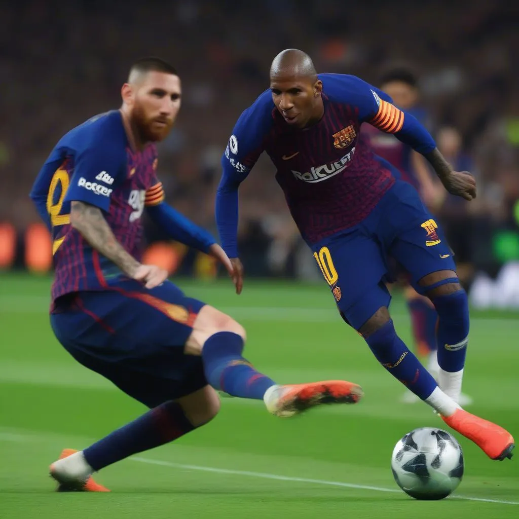 Ashley Young đối đầu với Barcelona trong trận đấu tại Champions League mùa giải 2018-2019