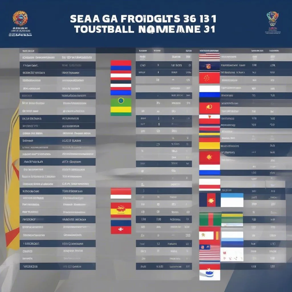 Bảng điểm SEA Games 31 bóng đá nam