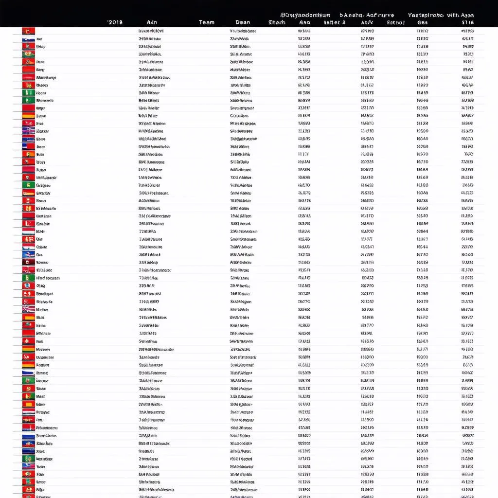 Bảng xếp hạng bóng đá châu Á 2018