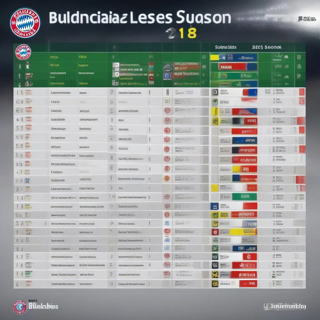 Bảng xếp hạng Bundesliga 2017-2018