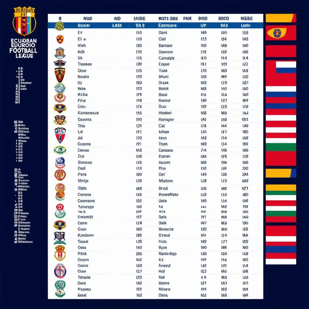 Bảng Xếp Hạng Bóng Đá Ecuador