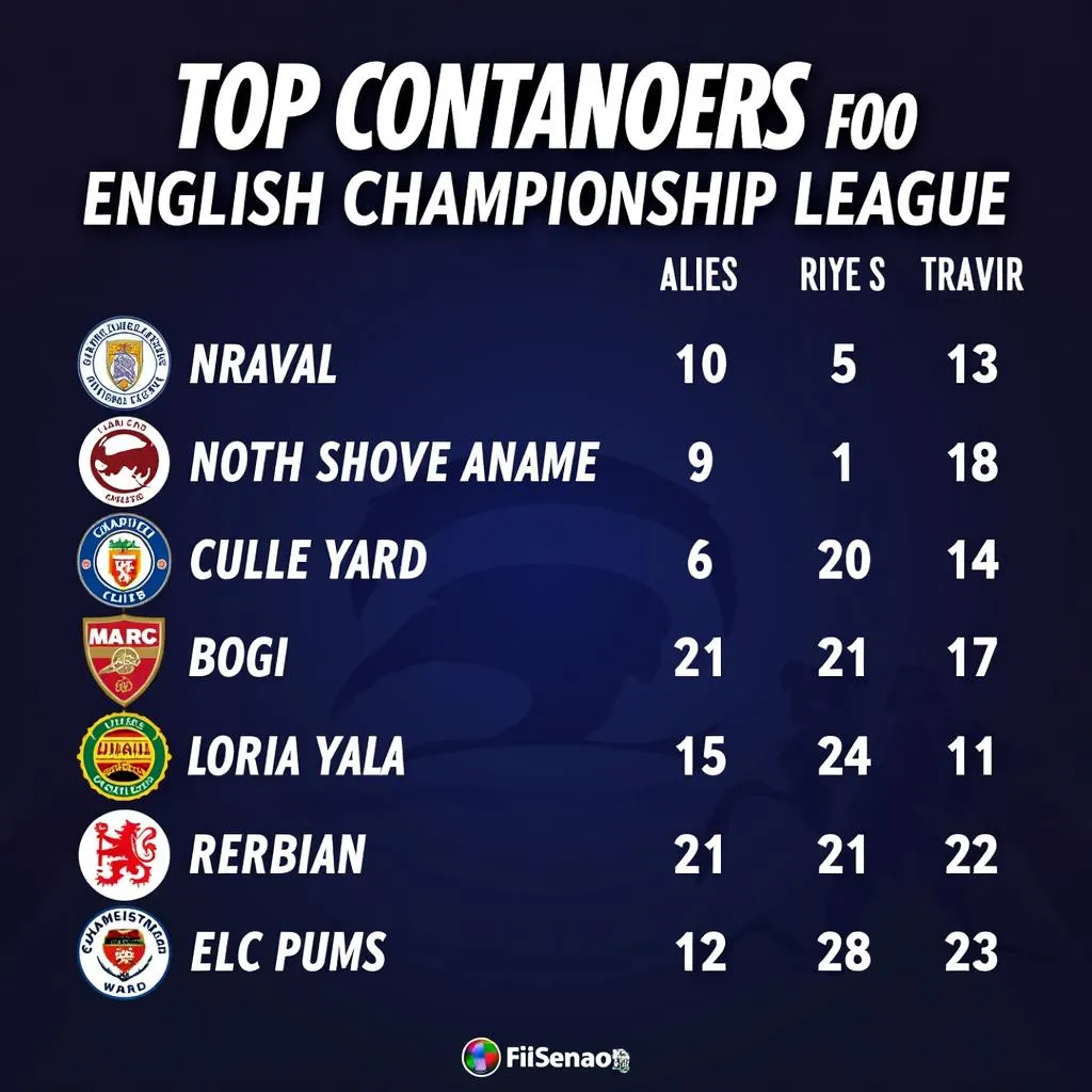 Top contenders in the English Championship League table