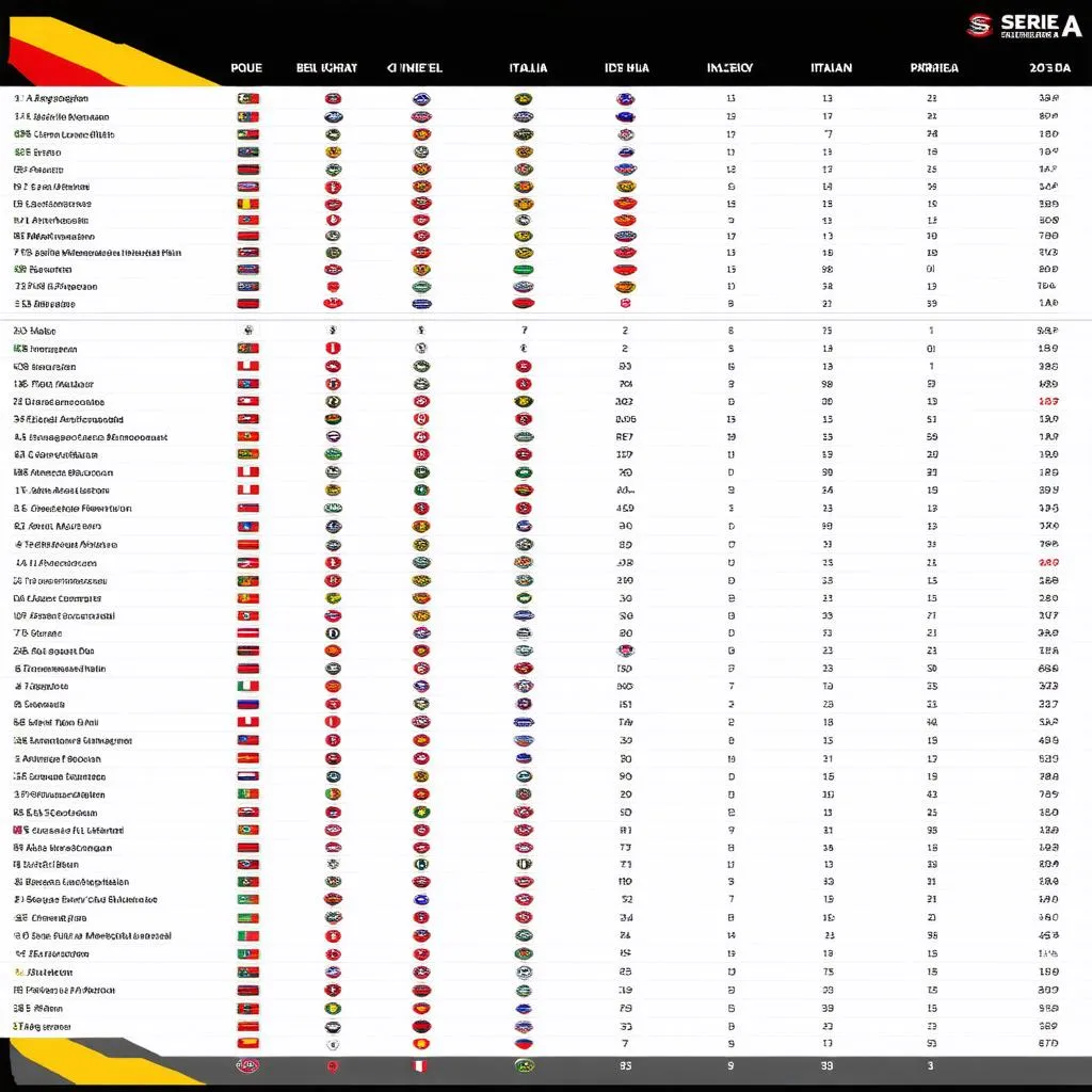 Bảng xếp hạng bóng đá Ý