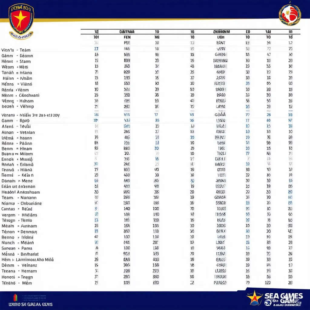 Bảng xếp hạng bóng đá nam SEA Games 30