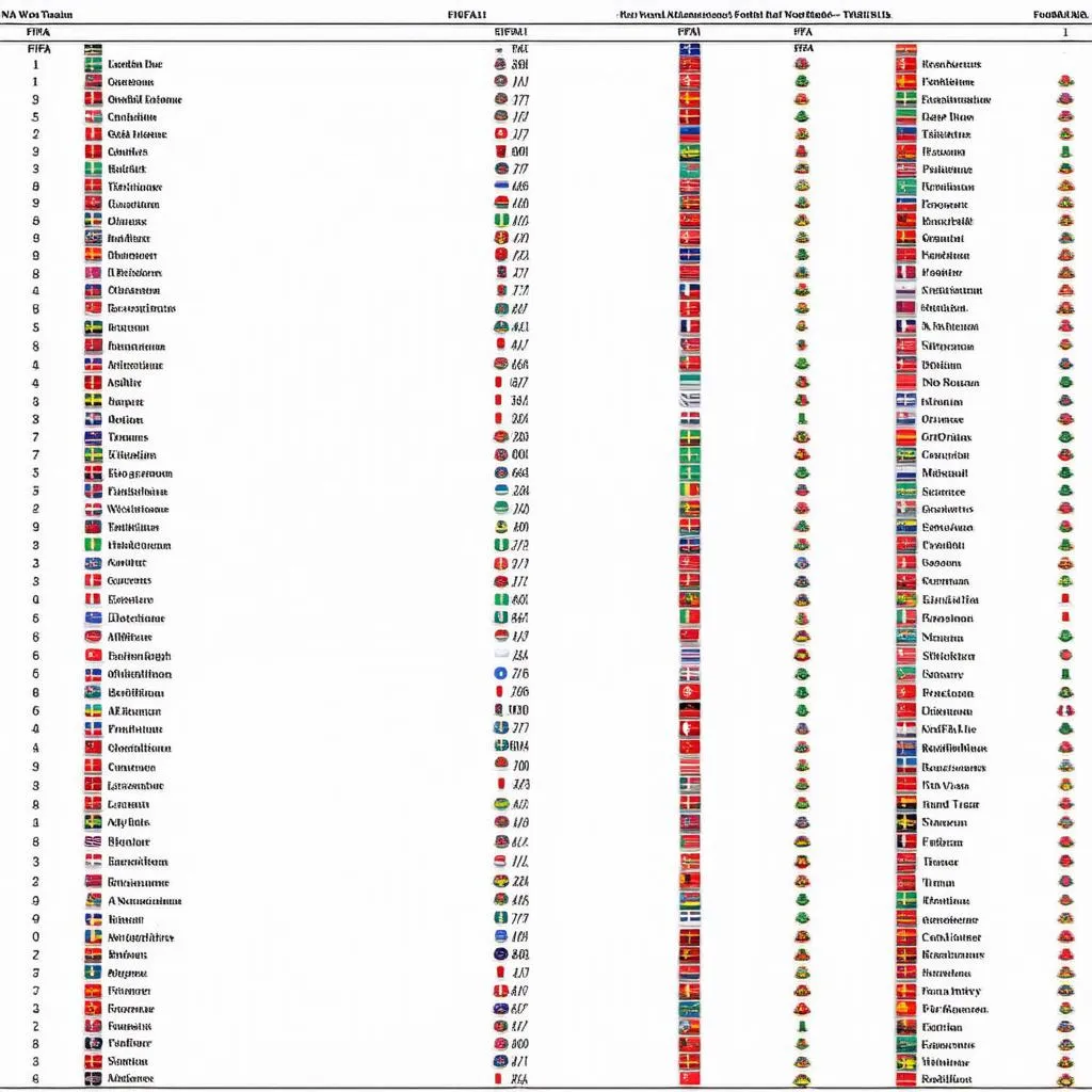 Bảng xếp hạng bóng đá quốc tế FIFA