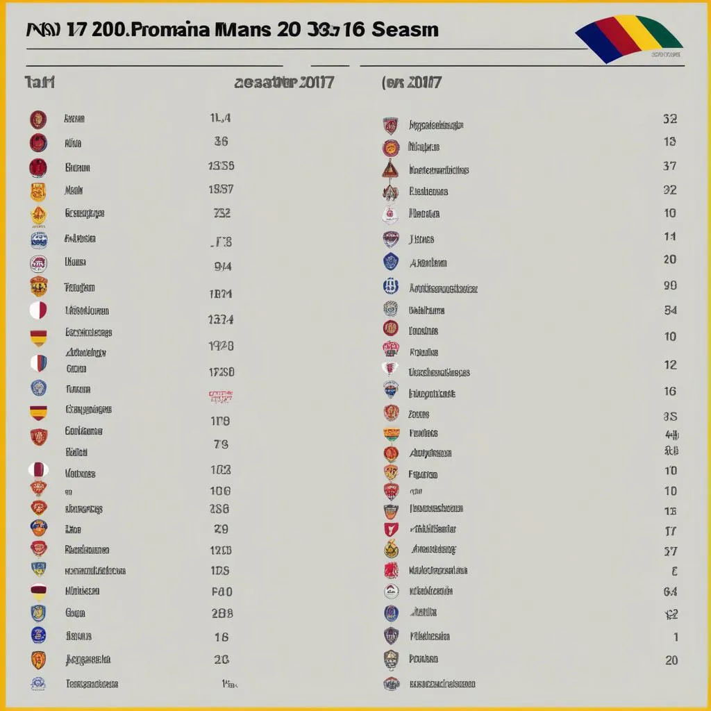 Bảng xếp hạng bóng đá Romania mùa giải 2016-2017