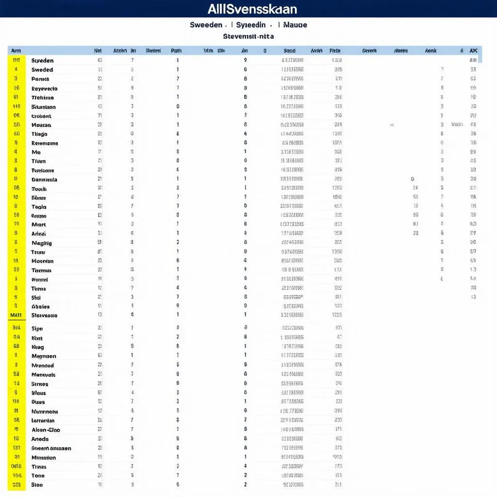 Bảng xếp hạng bóng đá Sweden Allsvenskan