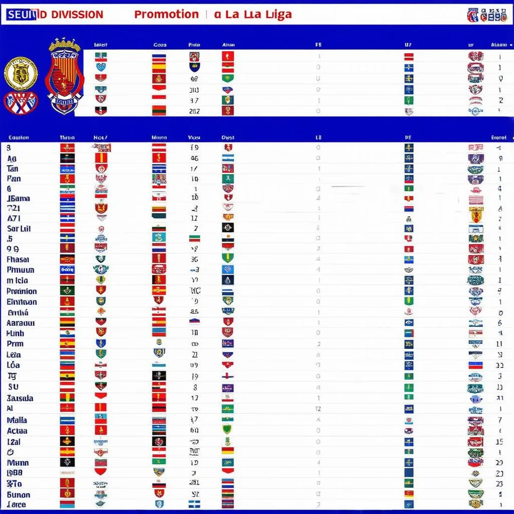 Bảng xếp hạng hạng 2 Tây Ban Nha