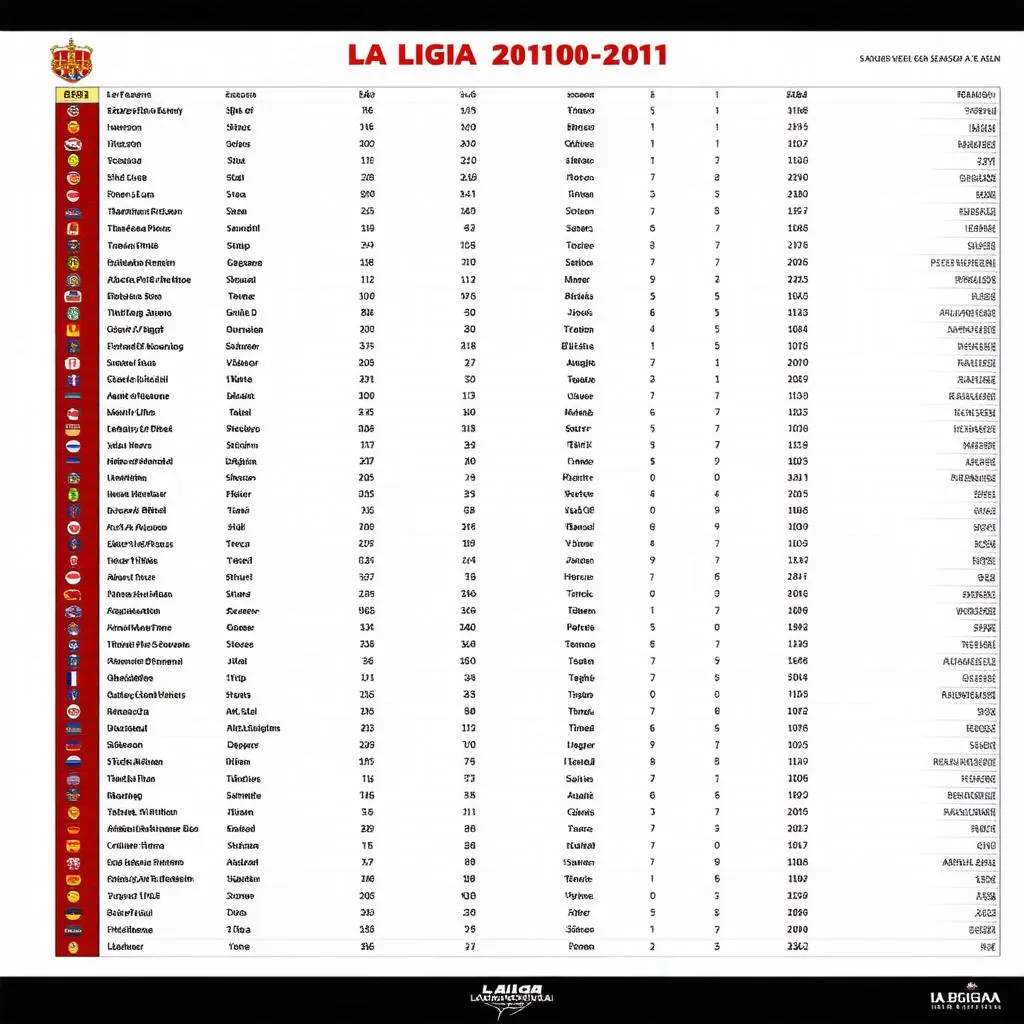 Bảng xếp hạng La Liga mùa giải 2010-2011