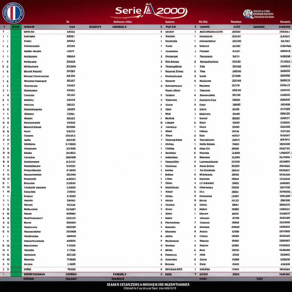 Bảng xếp hạng Serie A 2009