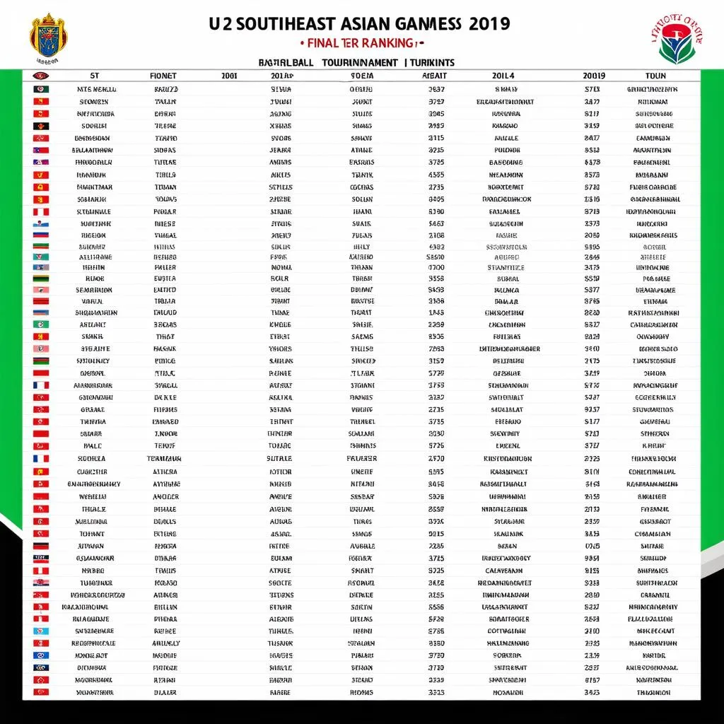 Bảng xếp hạng bóng đá U22 SEA Games 30