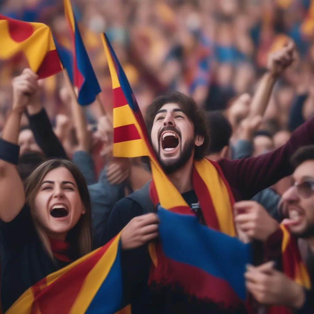 Barcelona Fans Celebrating