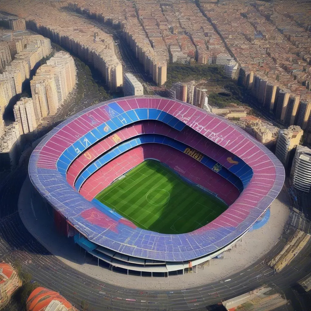 Hình ảnh sân Camp Nou, sân nhà của CLB Barcelona.