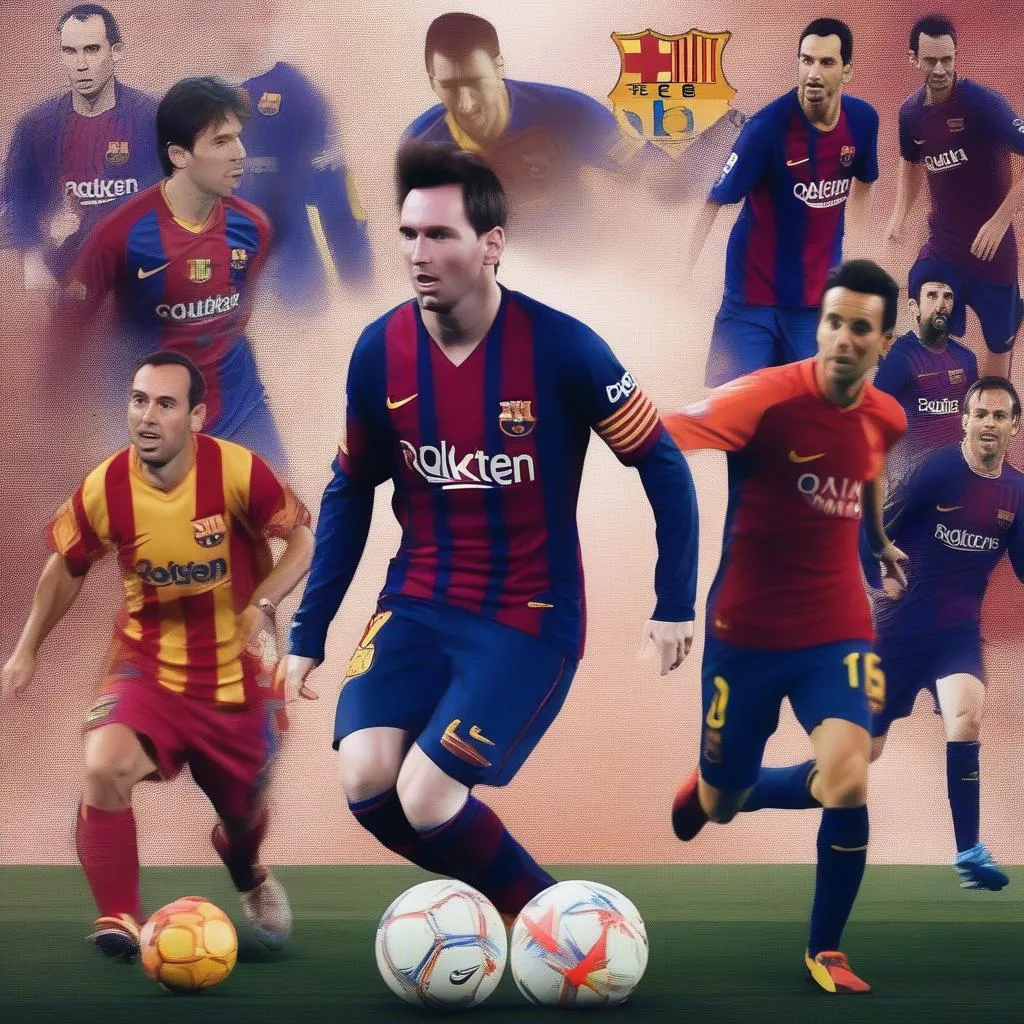 Barcelona Legend Players: Johan Cruyff, Lionel Messi, Xavi Hernandez, Andrés Iniesta, Sergio Busquets