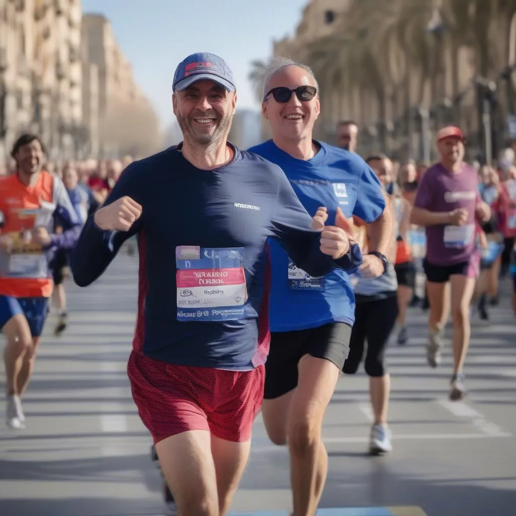 Vận động viên Media Marathon Barcelona 2020 băng băng trên đường chạy, đầy ắp niềm vui và khí thế