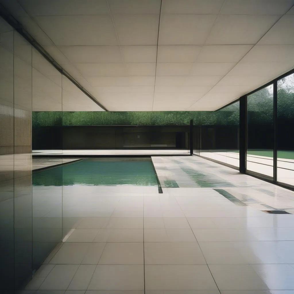 Kiến trúc Barcelona Pavilion với những đường nét thanh mảnh, hiện đại