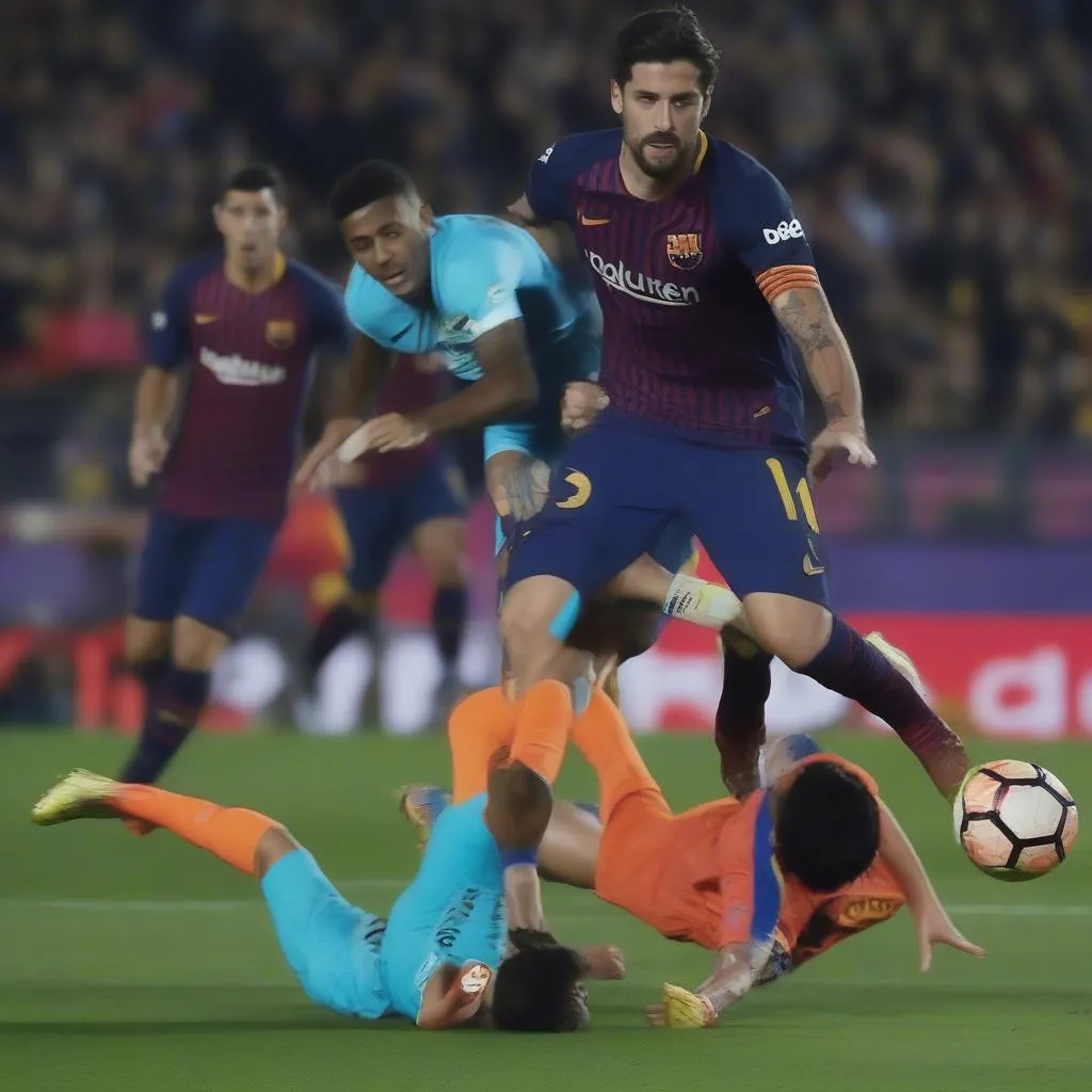 The highlights of the match between Barcelona and Malaga on November 19, 2016.  A video montage of the match, including key moments such as goals, saves, and tackles. 