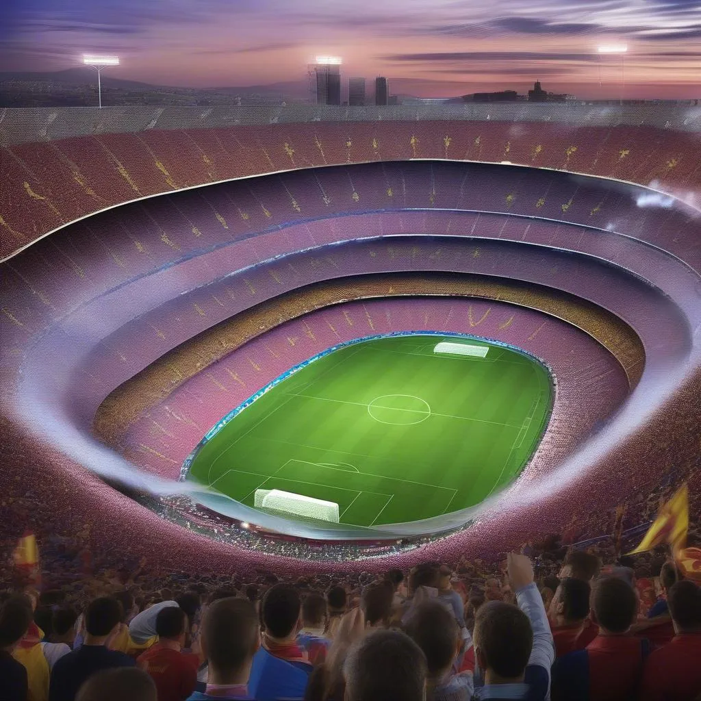 Sân vận động Nou Camp, nơi diễn ra trận đấu giữa Barcelona và Santos