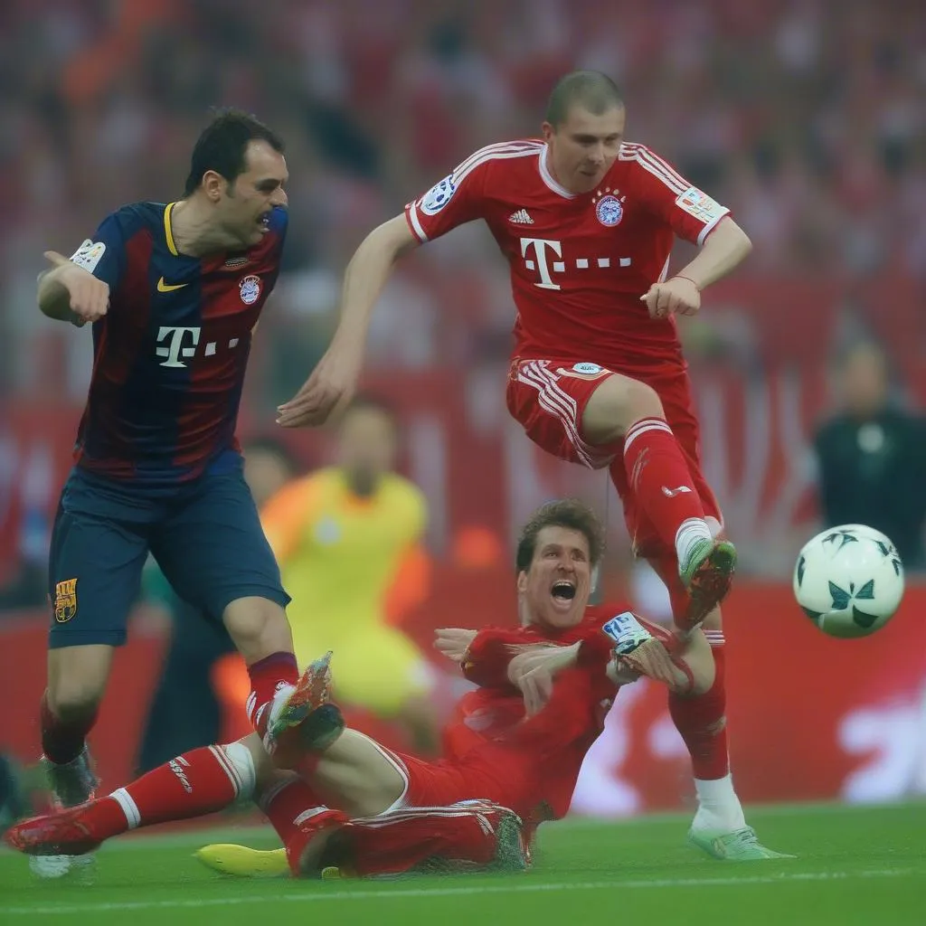 Hình ảnh về trận đấu giữa Bayern Munich và Barcelona tại Champions League 2013 lượt đi