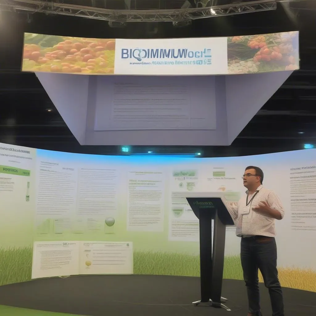 Biostimulants World Congress Barcelona 2019: A speaker presents a research paper on the benefits of using biostimulants in agriculture.