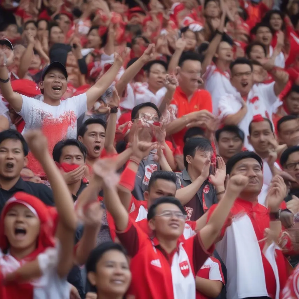 Indonesia football fans celebrating their team's victory