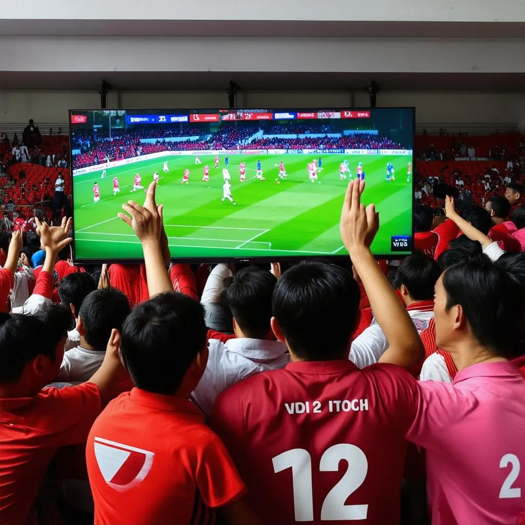 Hình ảnh về người hâm mộ Việt Nam xem bóng đá World Cup trên VTV2