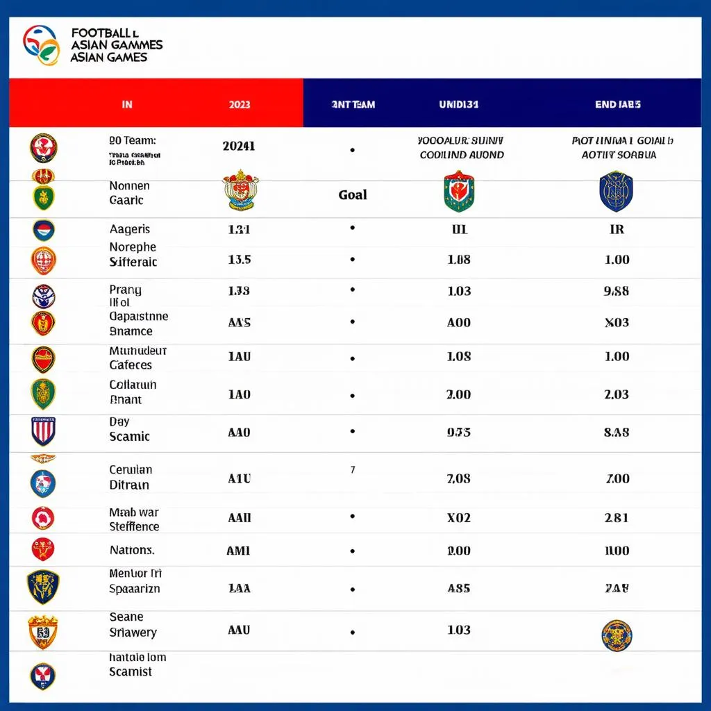 Bảng xếp hạng bóng đá nam ASIAD 2023