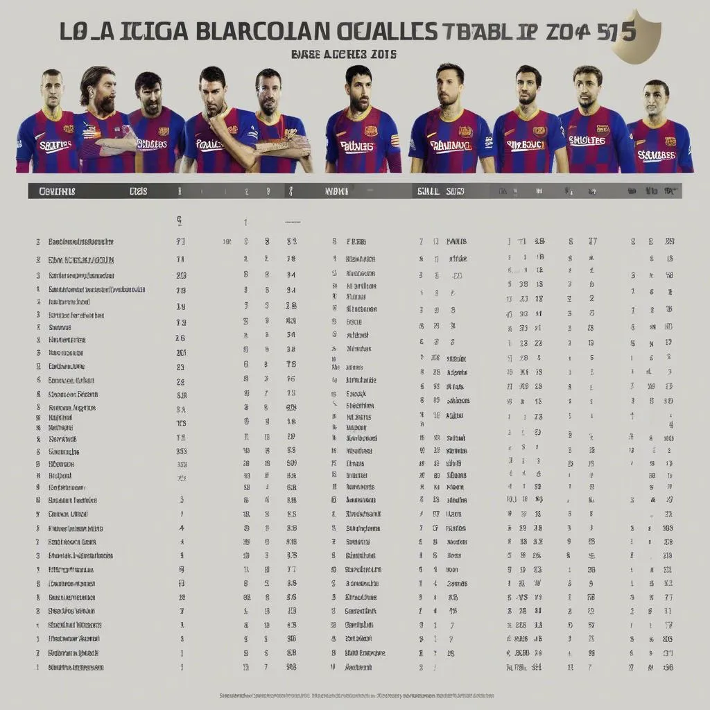 Bảng xếp hạng La Liga mùa giải 2014-2015