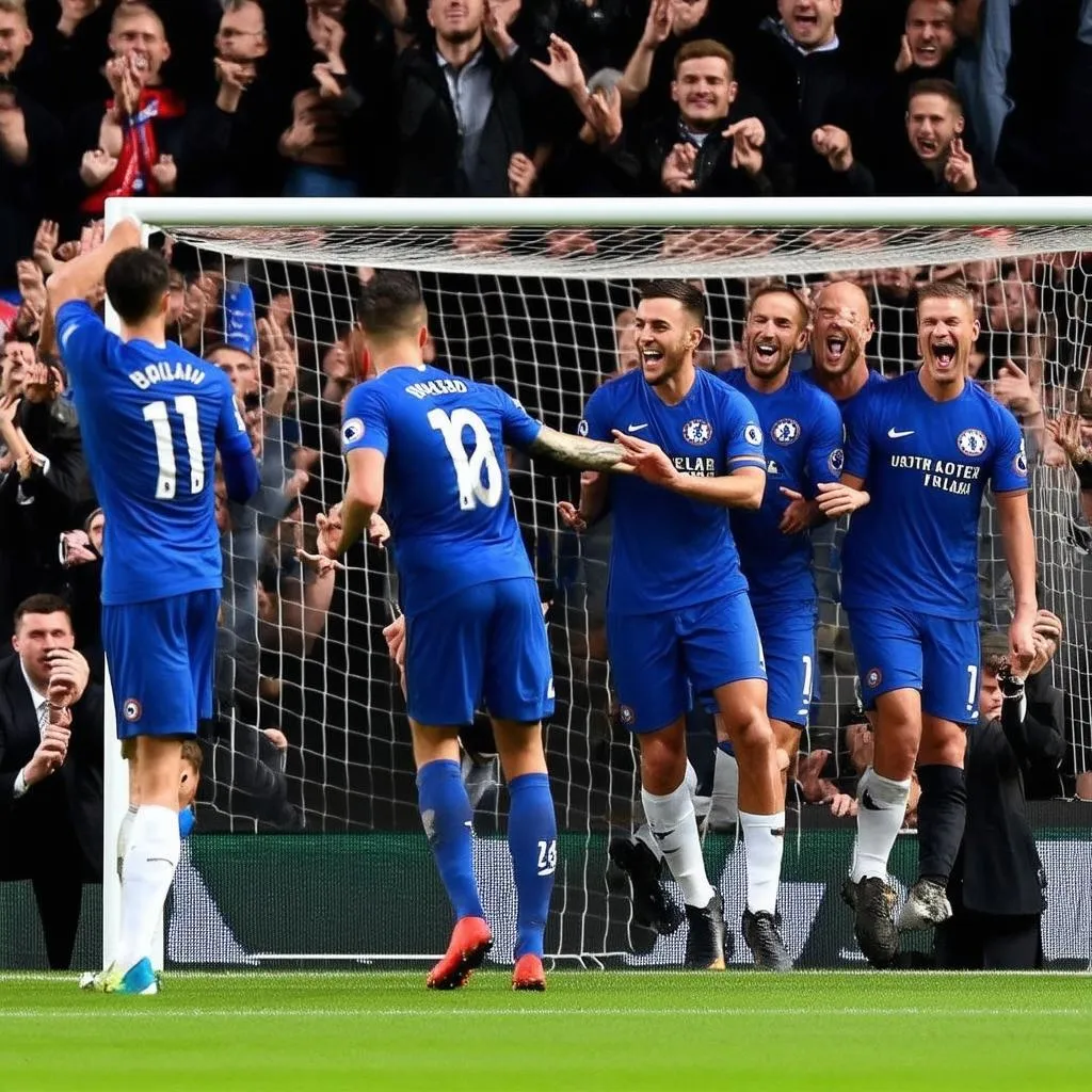 cầu thủ chelsea ăn mừng chiến thắng