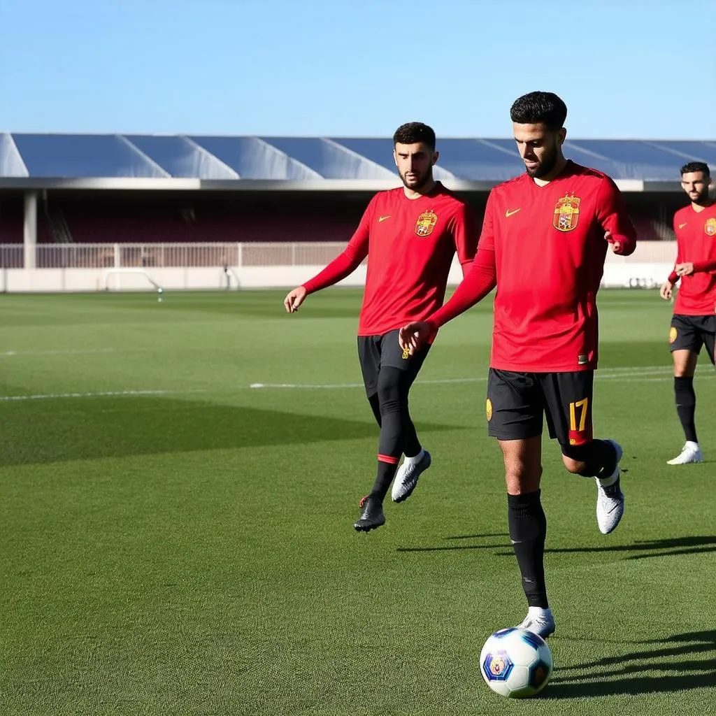 Spanish footballers training