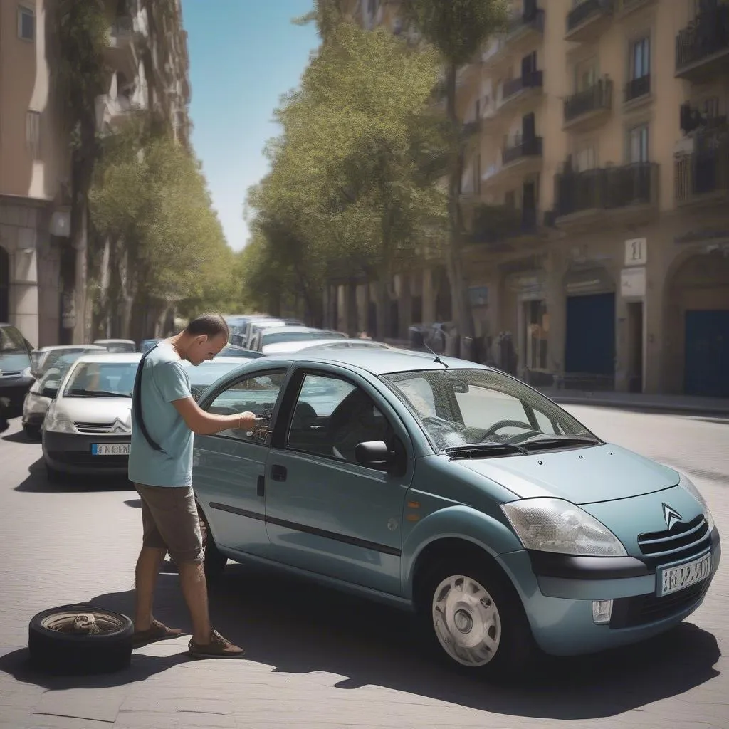 Kiểm tra kỹ lưỡng chiếc Citroen C2 cũ tại Barcelona