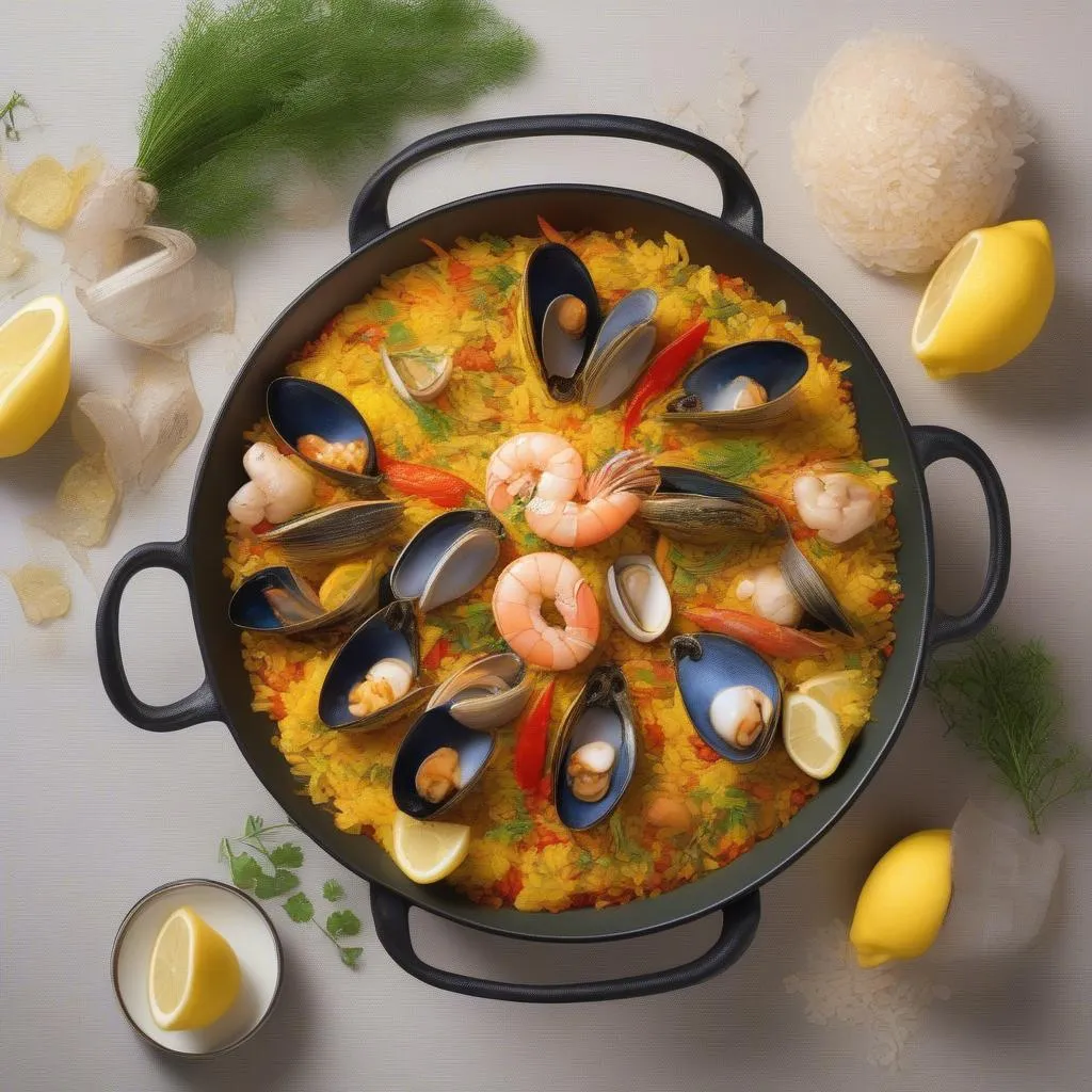 Paella hải sản ở Barcelona