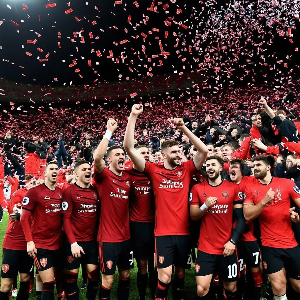 Flamengo celebrating their victory