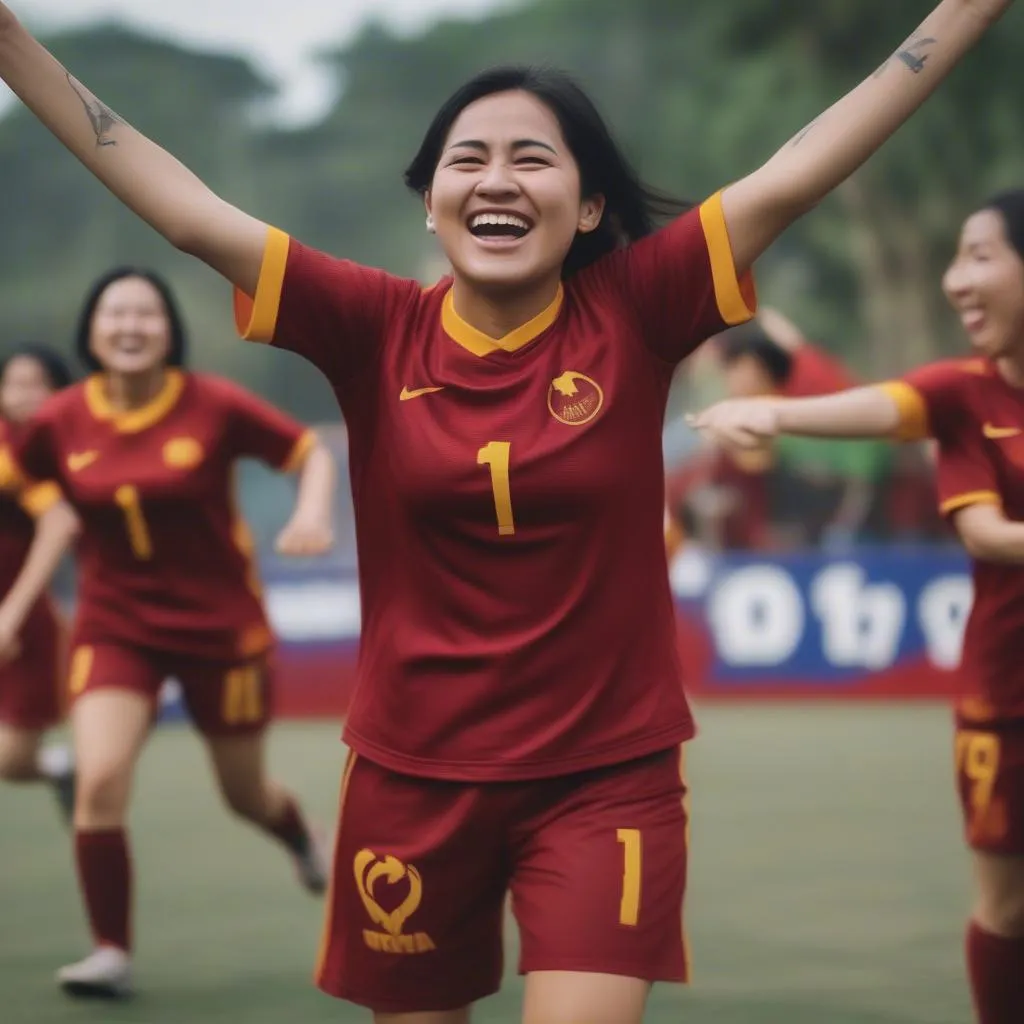 Francesca Barcelona inspiring Vietnamese female football players