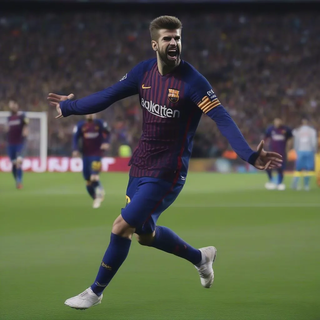 Gerard Piqué celebrating goal for Barcelona