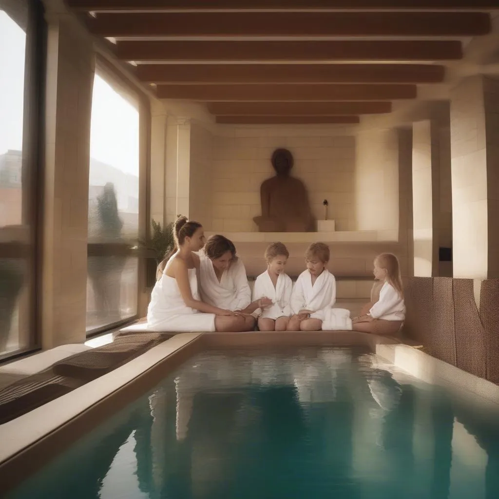 Gia đình thư giãn tại spa Barcelona