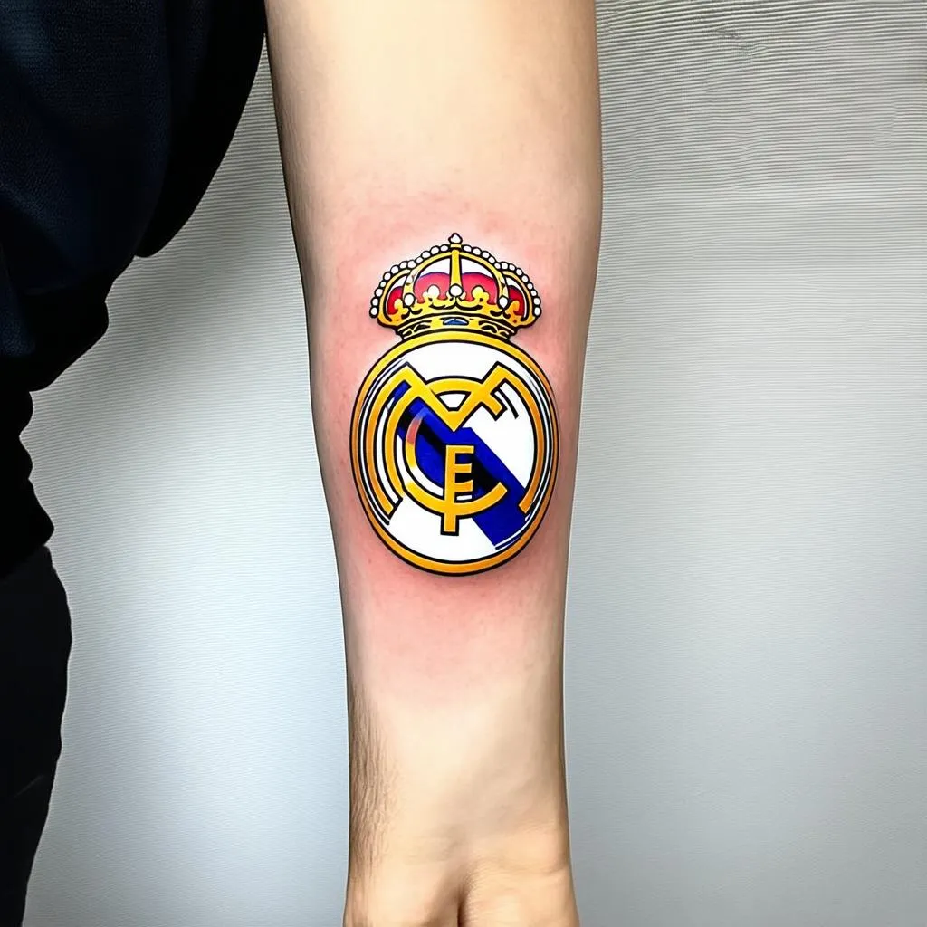 hình xăm bóng đá logo real madrid