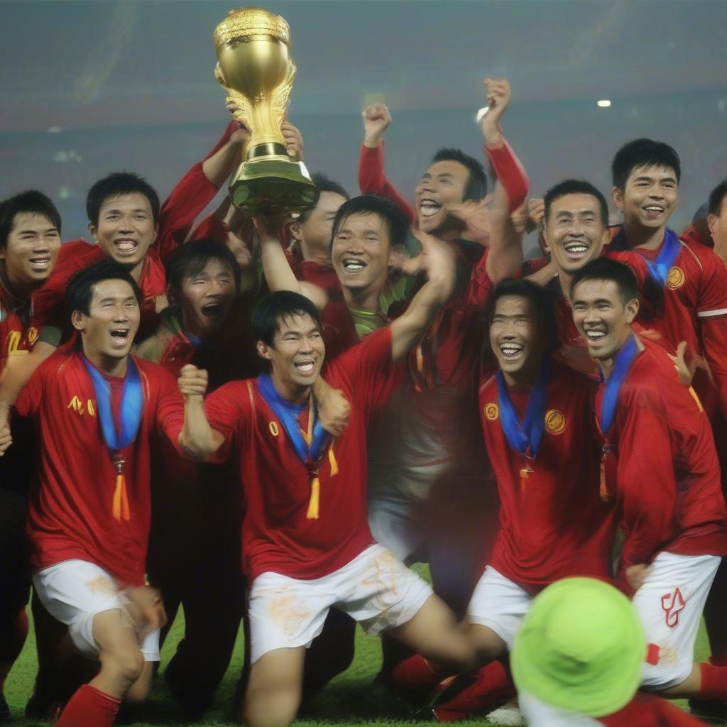 bong-da-viet-nam-vo-dich-aff-cup-2008|Hình ảnh Đội tuyển Việt Nam nâng cao chiếc cúp vô địch AFF Cup 2008