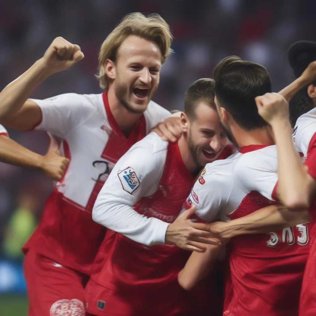 Ivan Rakitic celebrates his goal for Sevilla