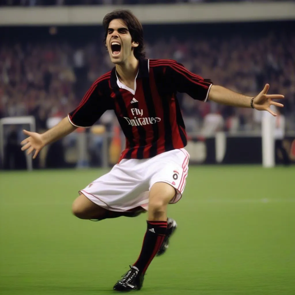 Kaka celebrates a goal for AC Milan