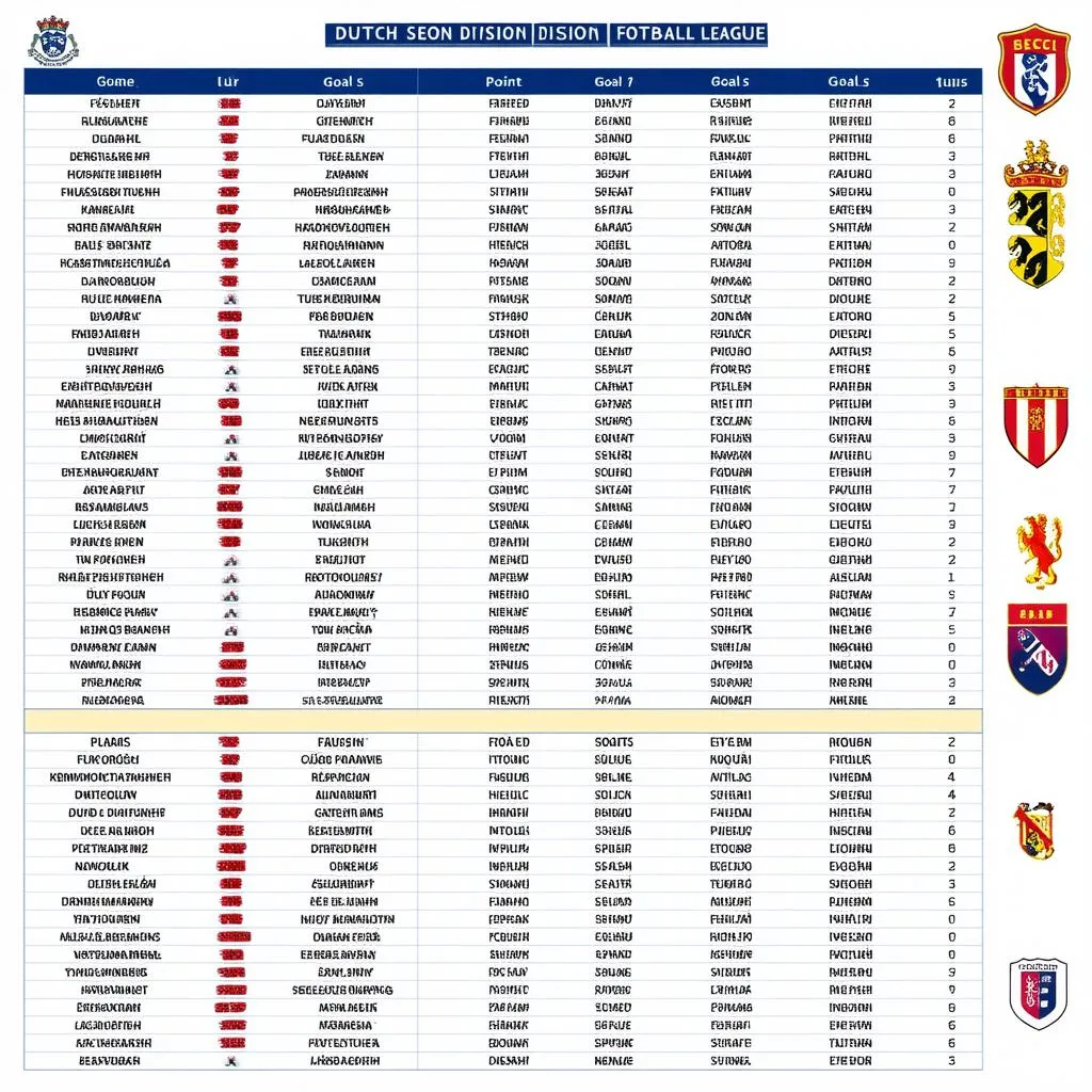 Bảng xếp hạng bóng đá hạng 2 Hà Lan