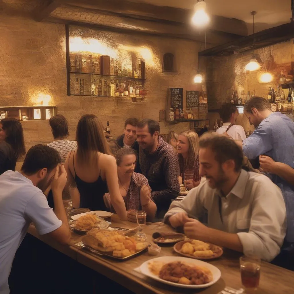 Du khách thưởng thức tapas ở Barcelona