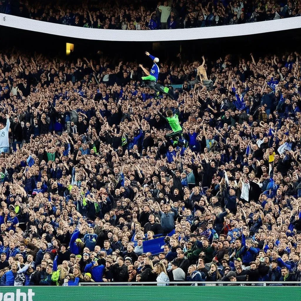 Football fans cheering