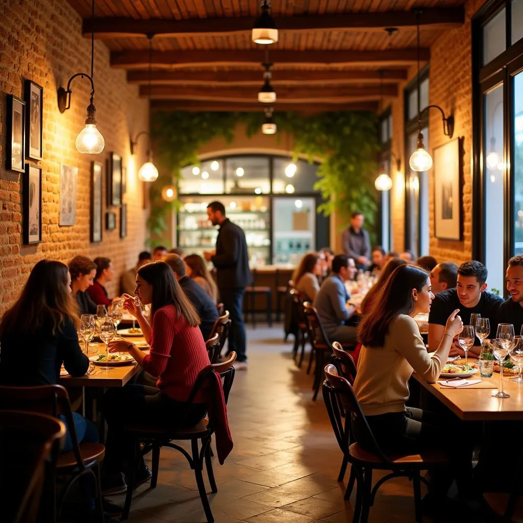 Không gian nhà hàng pasta fresca sin gluten ấm cúng tại Barcelona