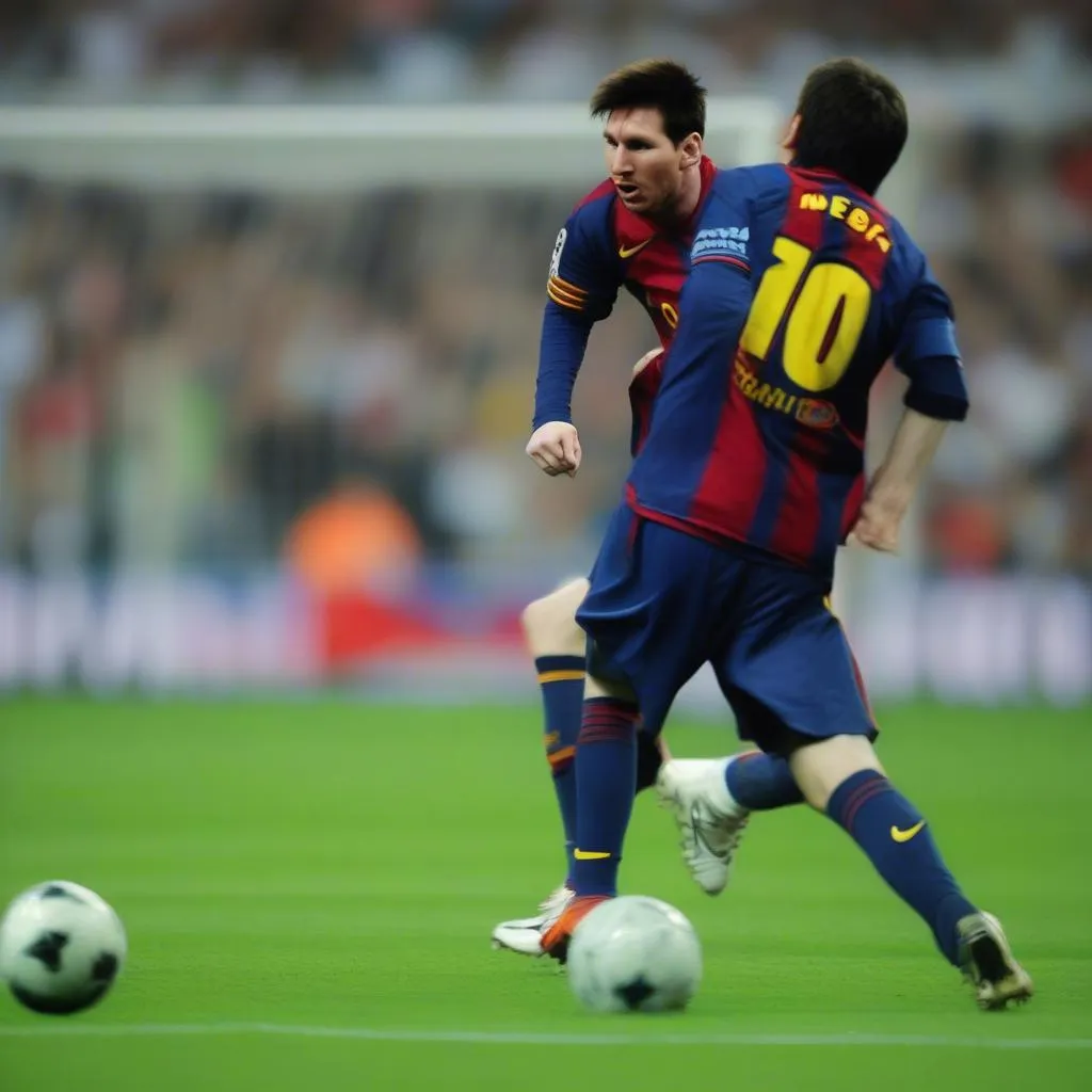 Hình ảnh Lionel Messi ghi bàn thắng cho Barcelona trong trận chung kết Champions League 2010-2011